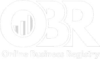 online business registry logo in white color